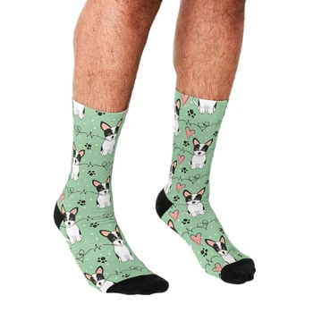 Erkek komik çoraplar Aşk Siyah ve Beyaz Chorkie Chihuahua Yorkie mix Çorap harajuku Erkekler Mutlu hip hop Yenilik Çorap erkekler için