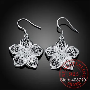 Moda 925 Ayar Gümüş Çiçek Küpe Kadınlar İçin Kiraz Çiçeği Kulak Dangle Romantik sevgililer Günü Partisi Takı DIY Hediye