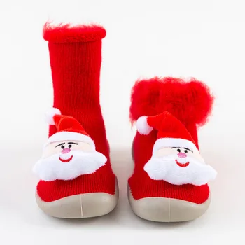 Noel Artı Kadife Kalınlaşma Toddler Ayakkabı Kapalı ve Açık Kauçuk tabanlı kaymaz Sıcak Kar Ayakkabı Çocuk Bebek ayakkabı