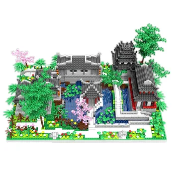 Sokak Görünümü Serisi Suzhou Bahçeleri Rüya Kale Mini Yapı Taşları Tuğla Şehir Çin Antik Mimari çocuk için oyuncak Hediyeler