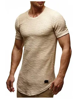 Yaz yeni erkek T-shirt düz renk ince eğilim rahat kısa kollu moda B6GG590